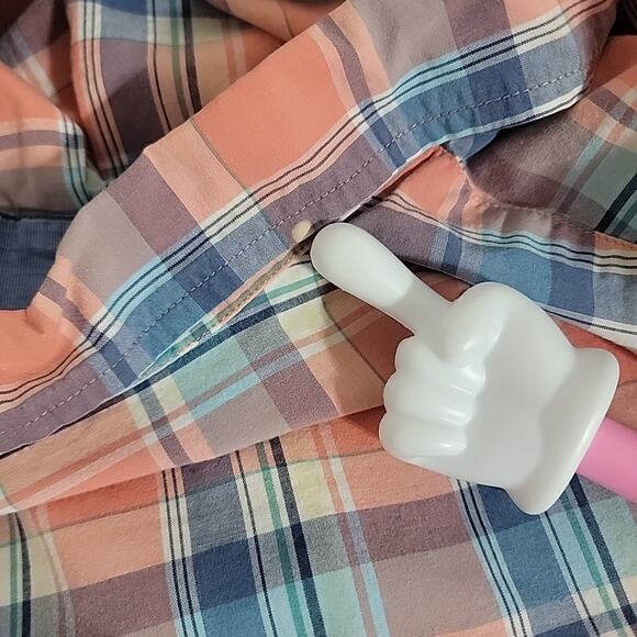 American Eagle Men’s Button Down Shirt Medium Plaid Long Sleeve Logo Casual - Picture 8 of 8